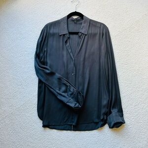 James Perse long sleeve viscose blouse, charcoal, size 4. (XL)